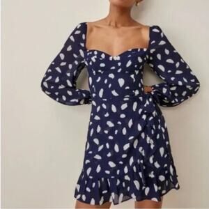 NWT Reformation Cammi Polka-Dot Crepe Mini Dress